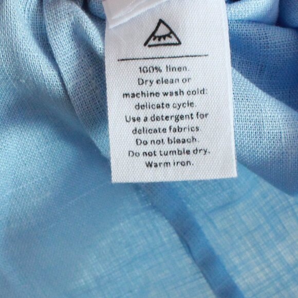 Sleeper Atlanta Midi Linen Dress in Light Blue Puff Sleeve Smocking - Picture 9 of 12